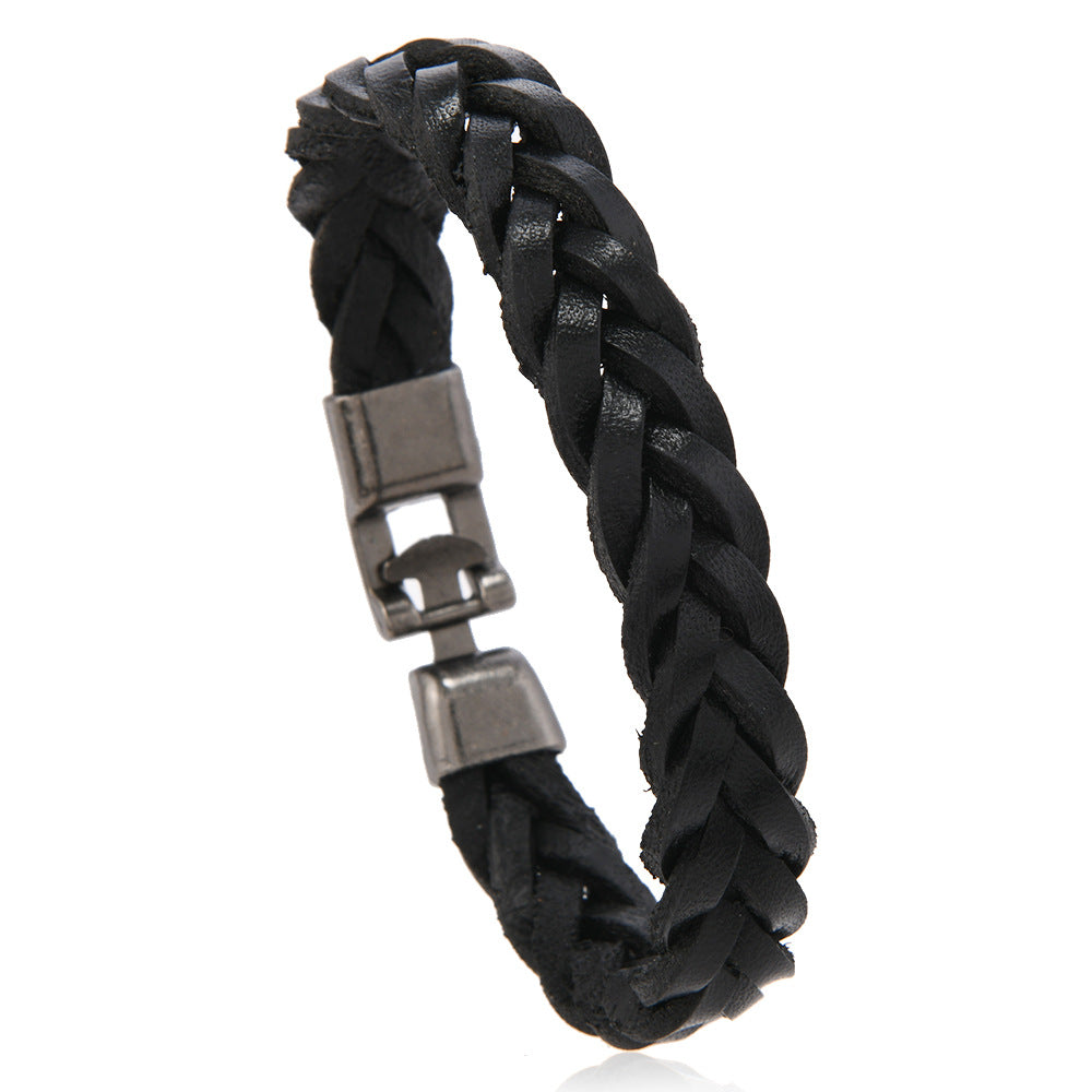 Men's Weave Cattle Leather Simple Fashion Hand-knitted Bracelets