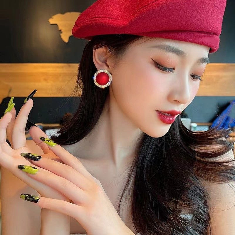 Women's Sier Needle Trendy Chinese Style Red Earrings