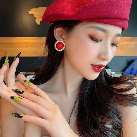 Women's Sier Needle Trendy Chinese Style Red Earrings