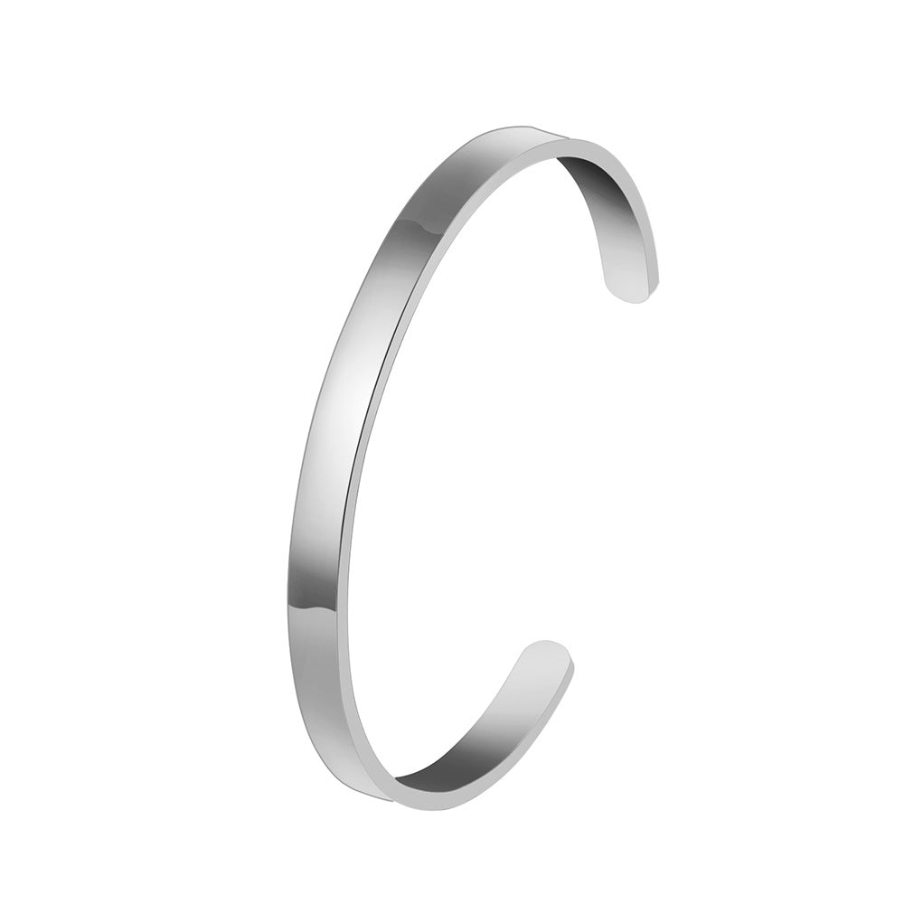 Shaped Titanium Steel Open-end Simple Glossy Bracelet