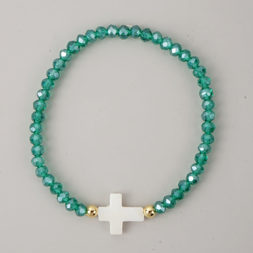 Women's Style Copper Bead Shell Cross Color Bracelets