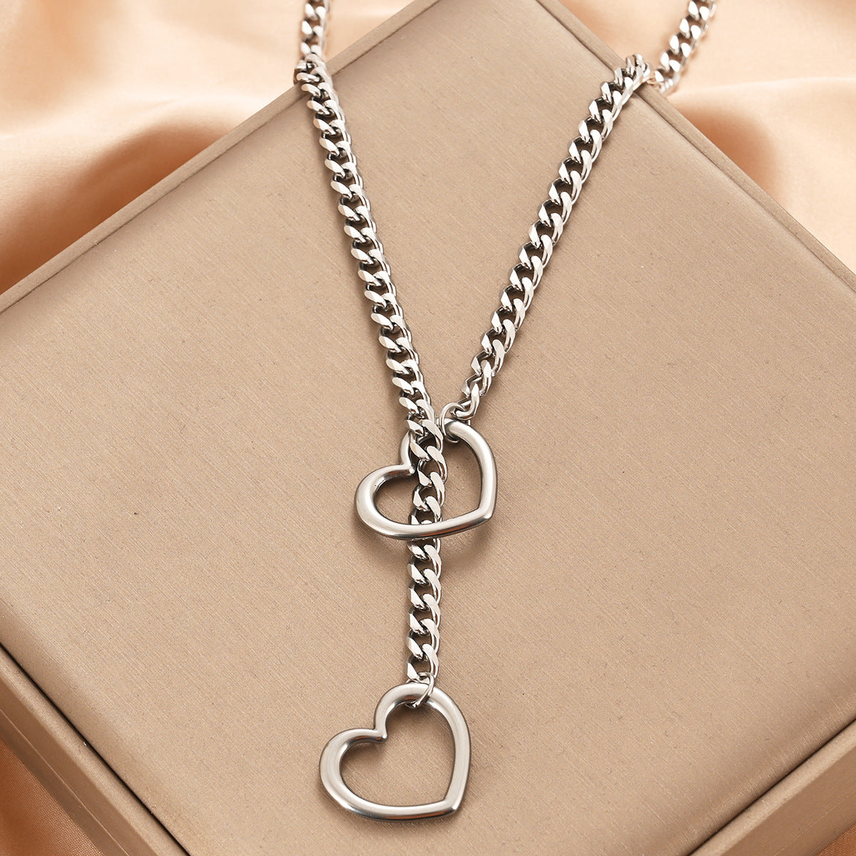 Punk Gothic Cuban Adjustable Love Heart Necklace