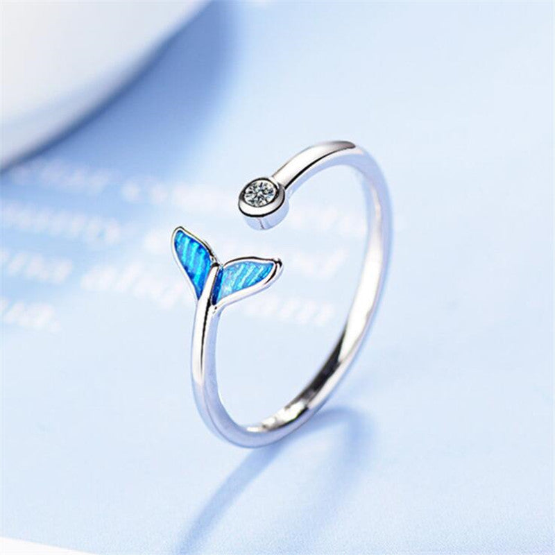Style Temperament Wild Mermaid Bubble Female Colored Glaze Fishtail Ring