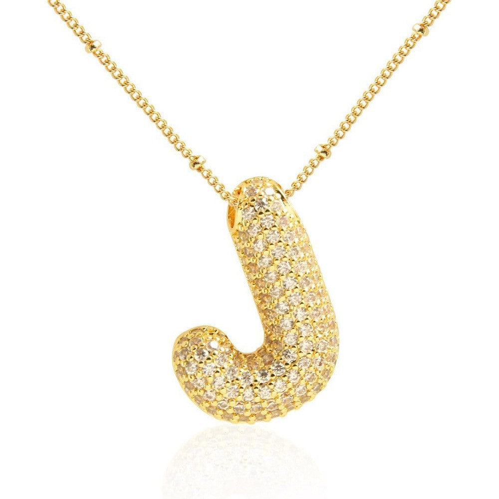 Women's Inlaid Zircon Full Diamond Bubble Letter Pendants