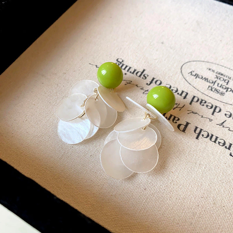Women's Flower Shell Tassel Light Luxury High-grade Earrings