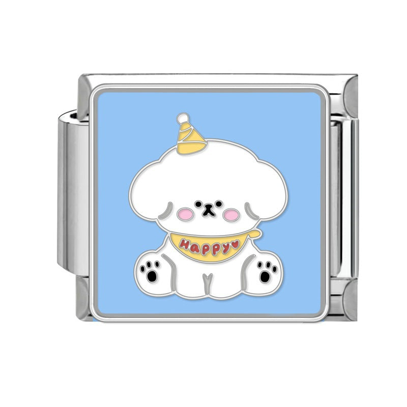 Cute Pet Dog Italian Module Stainless Steel Bracelet