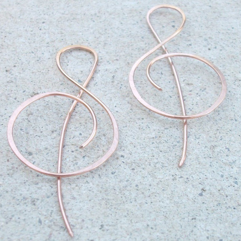 Charming Women's Rose Gold Note Holiday Earrings