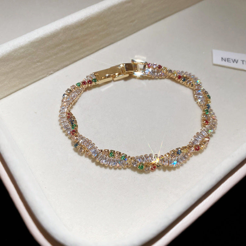 With Diamond Round Exquisite Fashion Retro Unique Design Light Luxury Bracelets