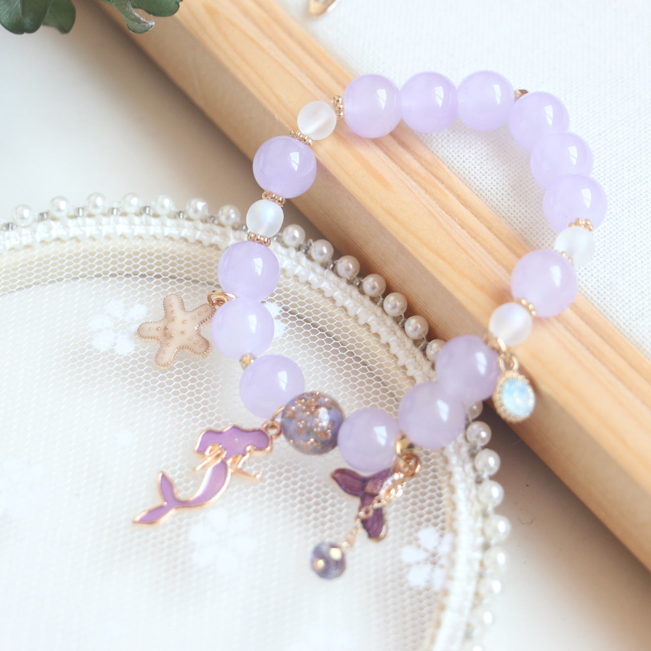 Female Heart Ocean Style Starfish Mermaid Tail Colorful Bracelet