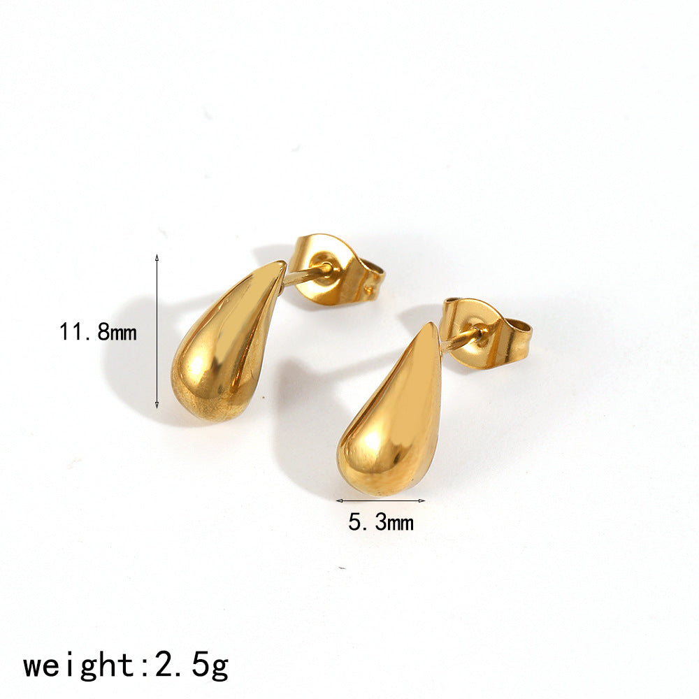 Women's High-grade Water Drop Gold Ear-ring Clip Titanium Rings