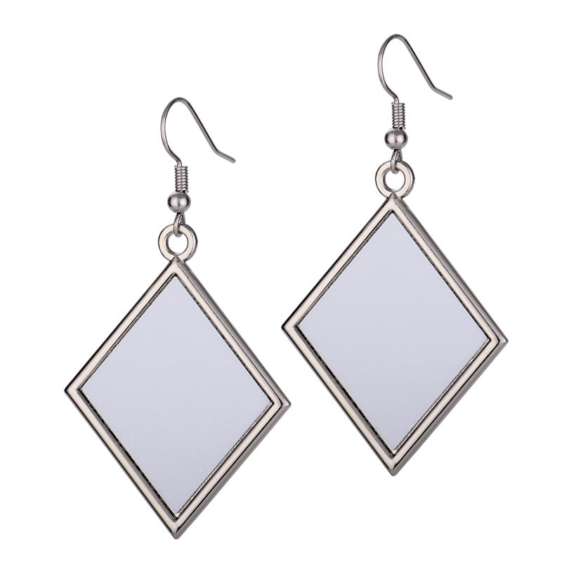 Heart-shaped Round Water Drop Triangle Square Blank Earrings