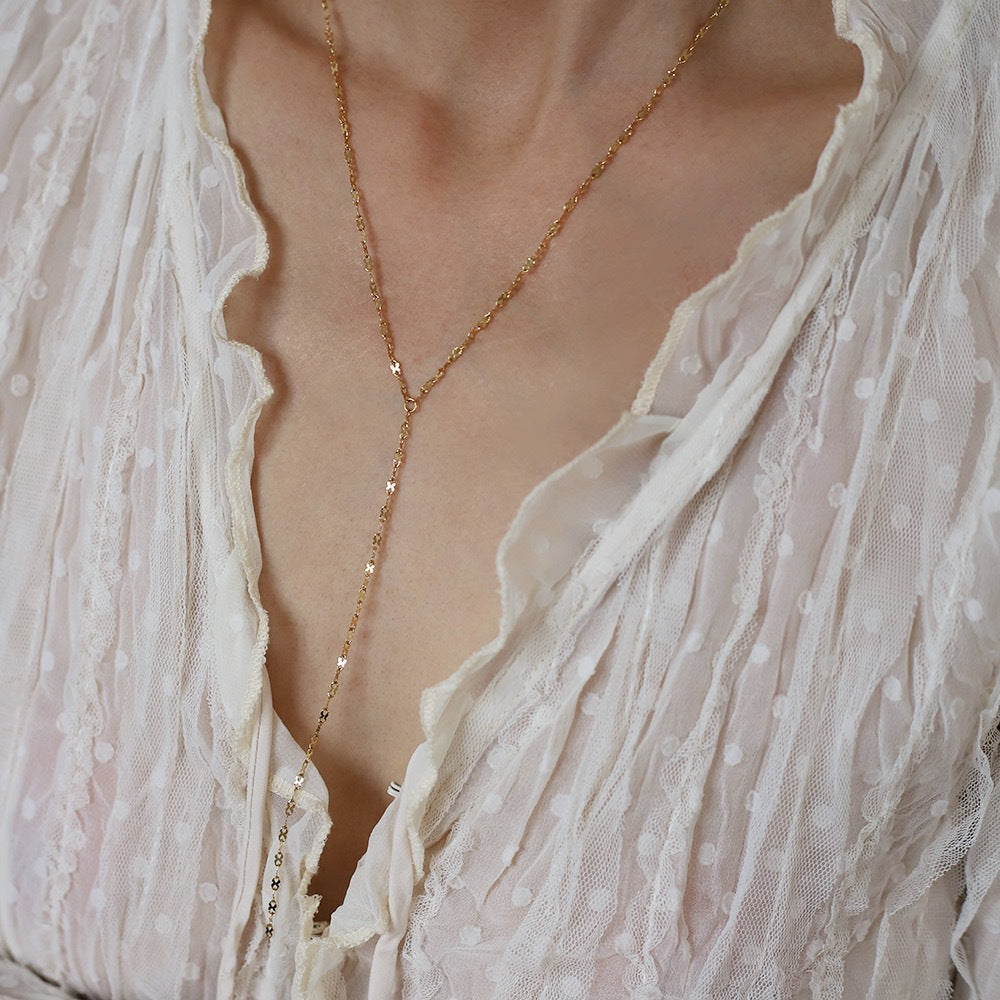 Shiny Chain Twin Set Y-shaped Clavicle Necklaces