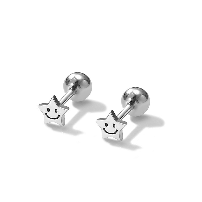 Five-pointed Star Smiley Face Twist Screw Fashion Ear Earrings