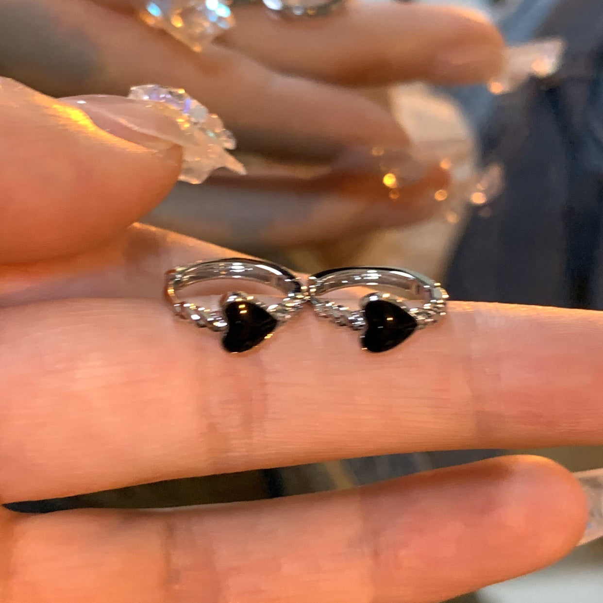 Women's Before Sleep Dark Love Heart Female Niche Design Advanced Stud Earrings