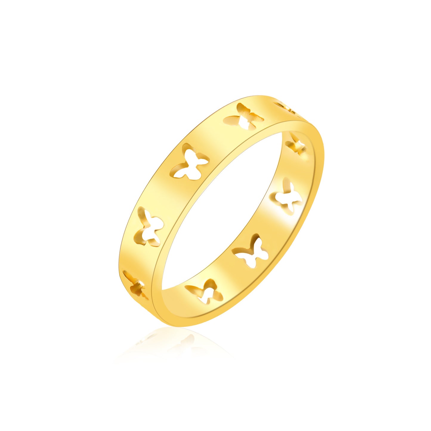 Hollow Butterfly Female Stainless Steel Golden Animal Wedding Fashion Birthday Ring