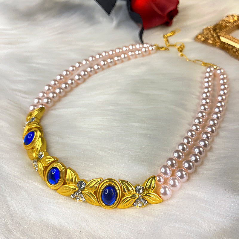 Pearl Short Design Rhinestone Collar Temperament Necklaces