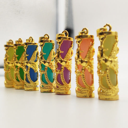 Women's & Men's Luminous Stone Phoenix Pillar Golden Dragon Column Accessories Jewellery Pendants