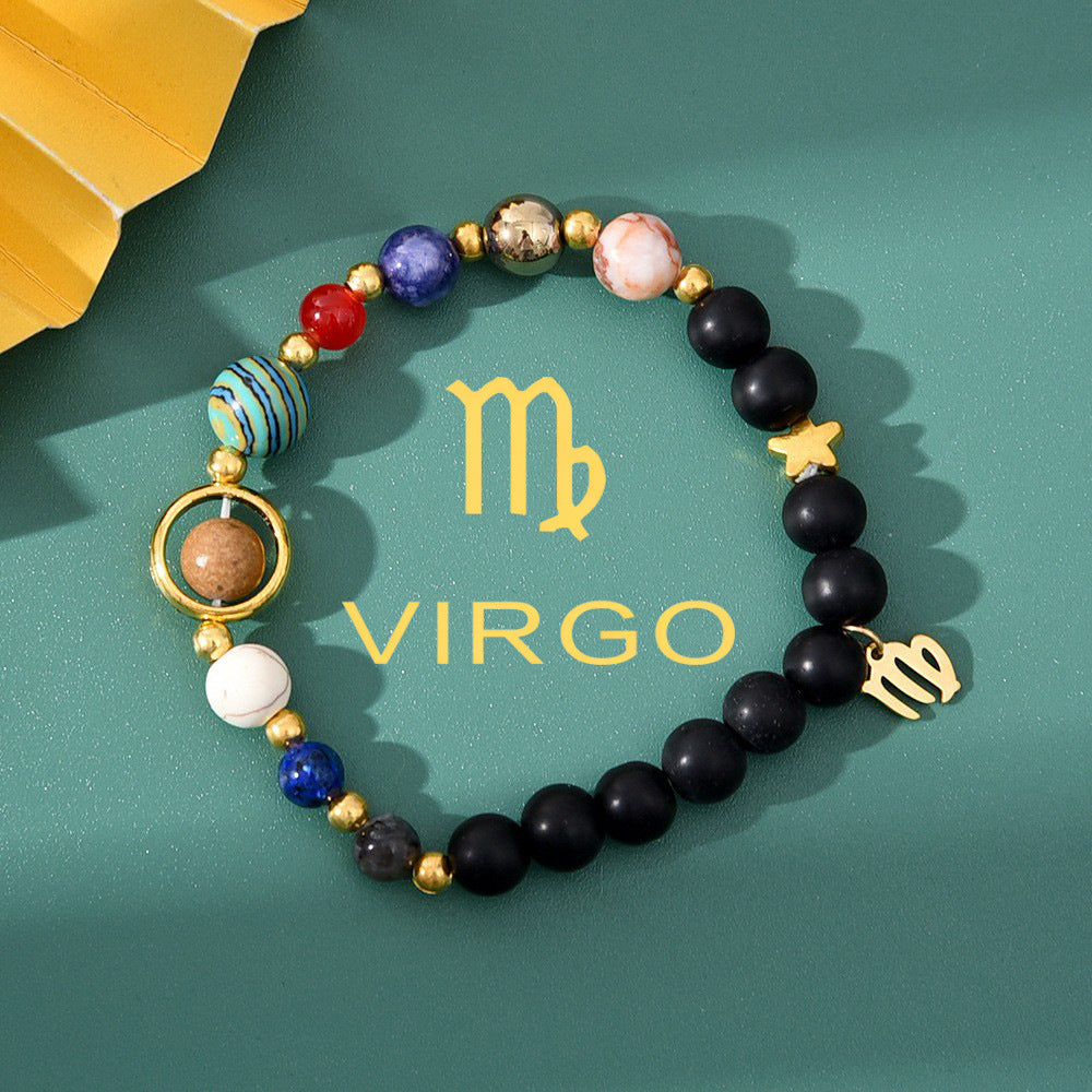 Planets Twee Constellations Natural Stone Blue Black Bracelet