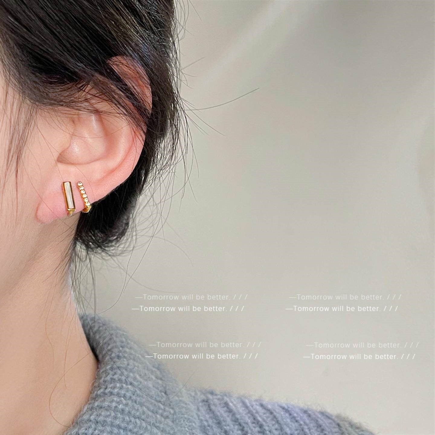 Micro Inlaid Zircon Geometric Niche Affordable Luxury Fashion High-grade Stud Earrings