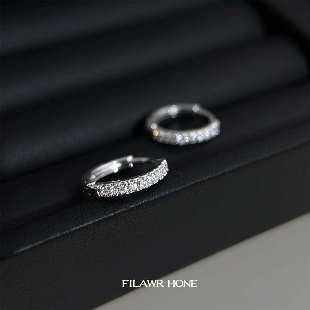 Style Micro Inlaid Zircon Circle Ear Clip Round Geometric Simple Earrings