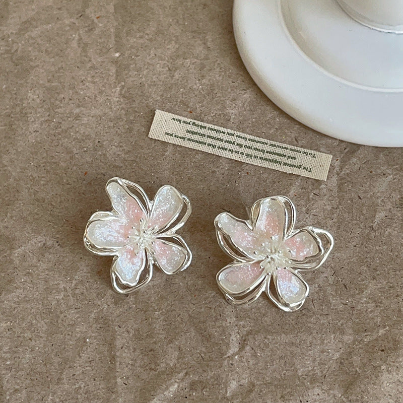 Women's Color Glass Flower Simple Fashion Trendy Earrings