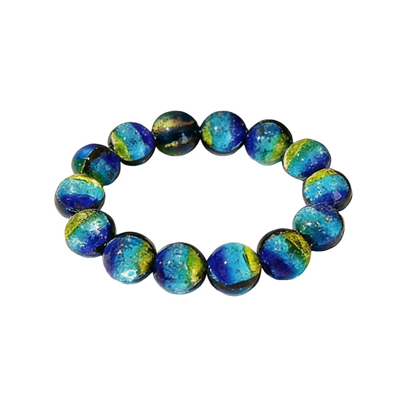 Sier Foil Luminous Beaded Gradient Color High Bracelets