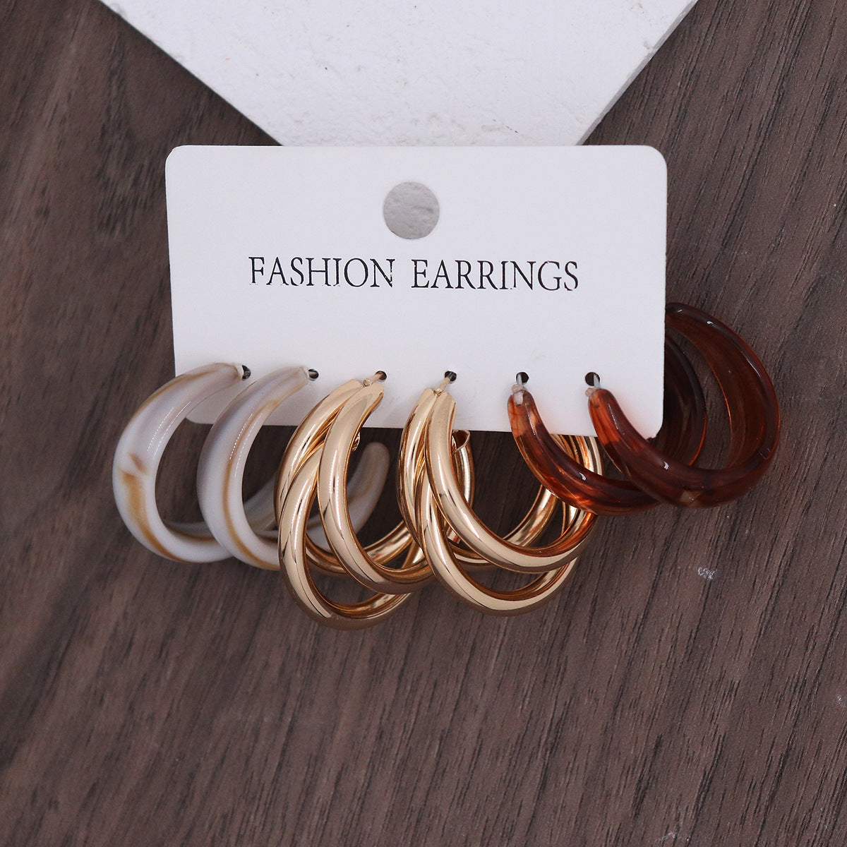 Women's Color Resin Leopard Print Pairs Retro Fashion Earrings