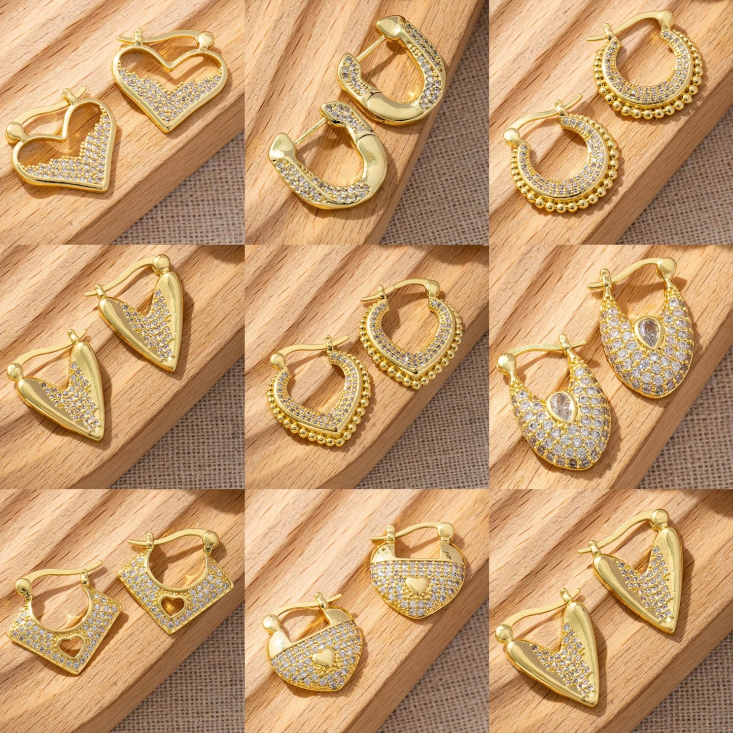 Classic Style Gold-plated Clover Clip High-grade Zircon Ear Buckle