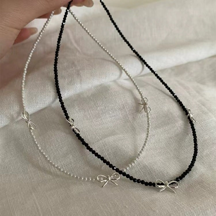 Women's Beaded Bow Clavicle Chain Niche Necklace