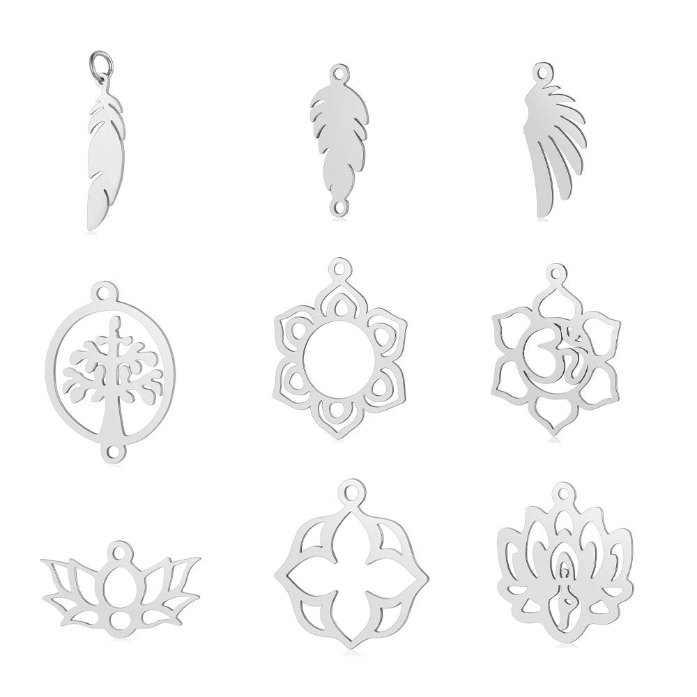 Feather Wings Titanium Steel Lucky Tree Pendants