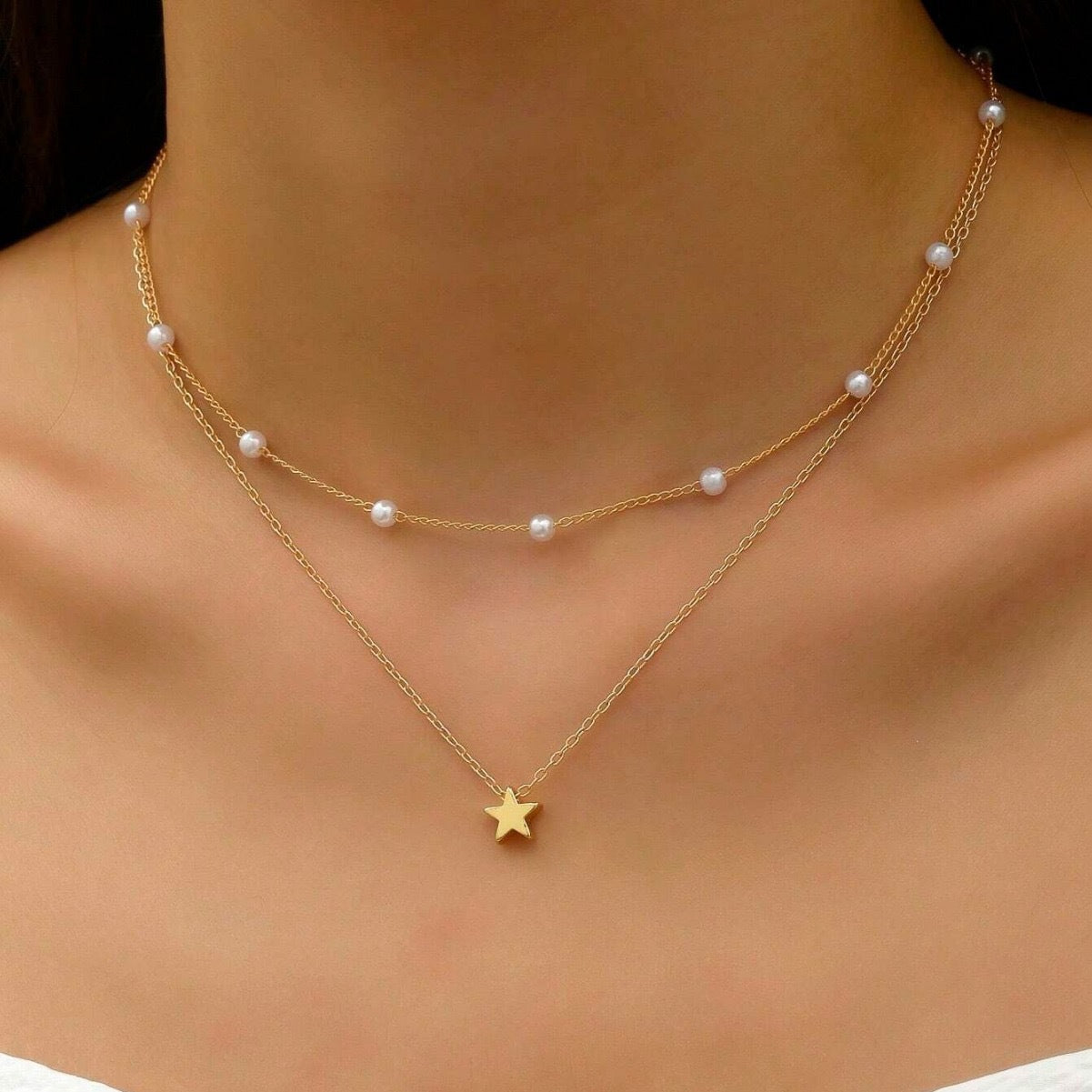 Heart Female Vintage Alloy Twin Clavicle Necklace
