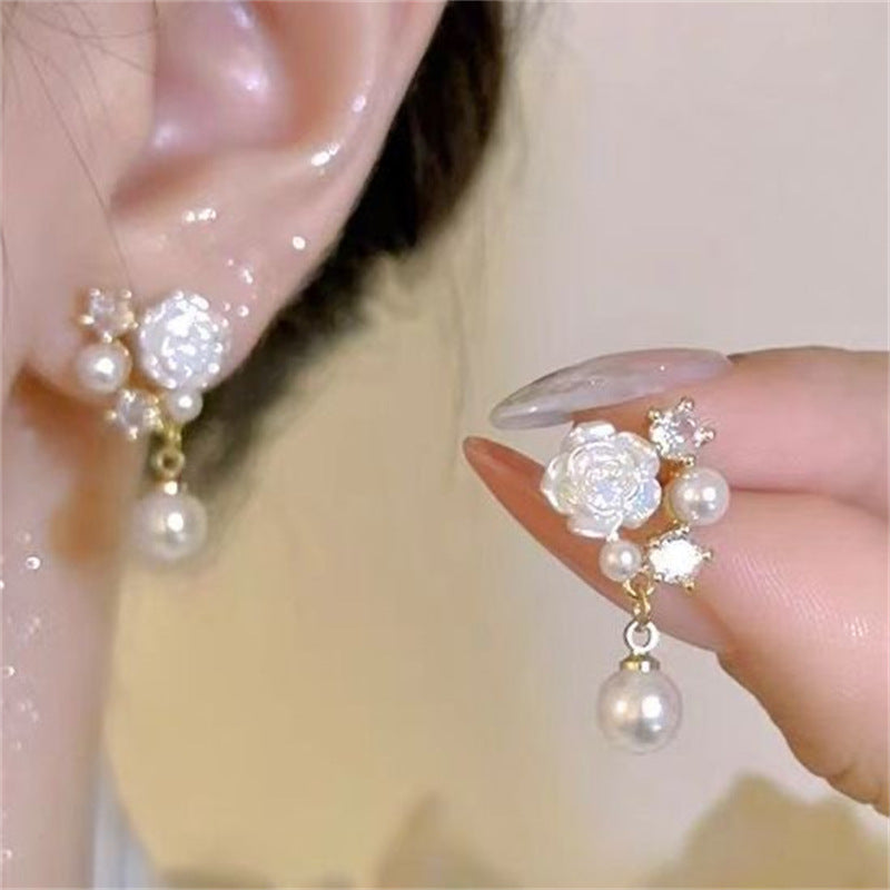 Court Retro Imitation Glaze Color Diamond Stud Earrings