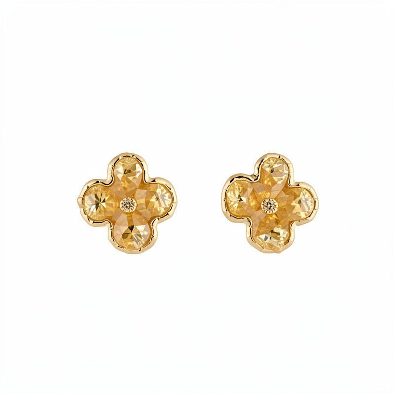 Needle Affordable Luxury Style Crystal Flowers Small Stud Earrings