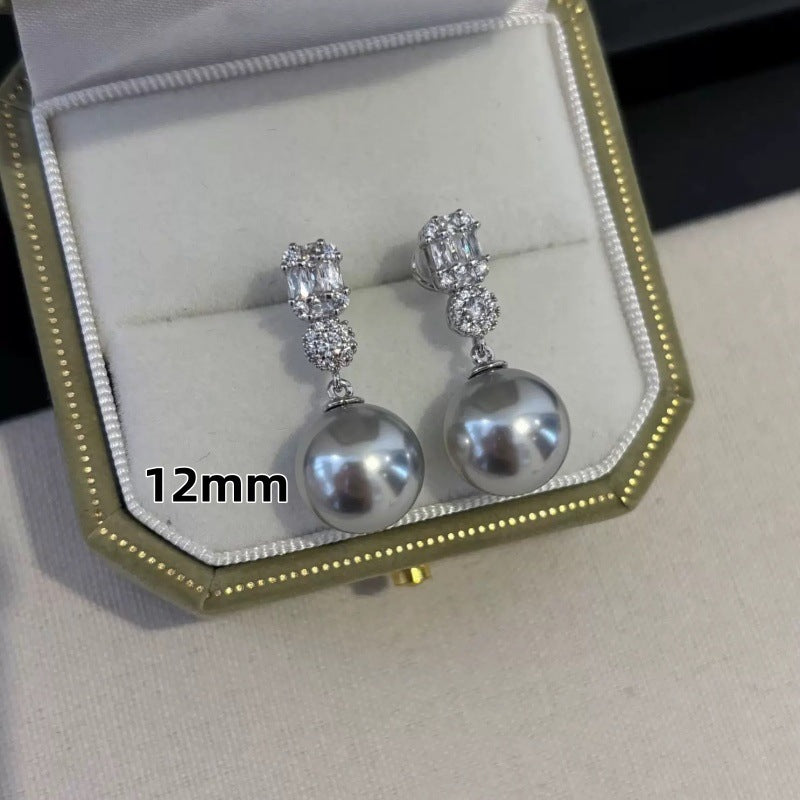 Pin Australian White Rhinestone Light Luxury Temperament High-grade Mid-length Stud Earrings