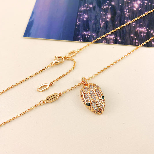 Fashion Starry Diamond Snake Head Rose Necklaces