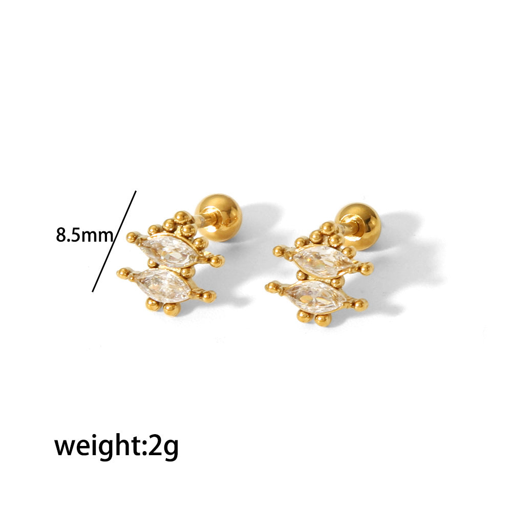 Steel Puncture Ear Bone Gold Light Luxury Design Earrings