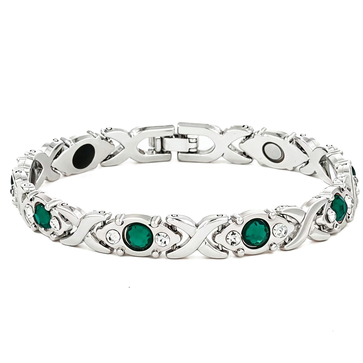 Women's Fashion Detachable Cross Magnet Diamond Metal Bracelets