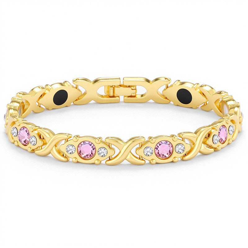 Women's Elegant Water Drop Design Cross Powder Diamond Bracelets