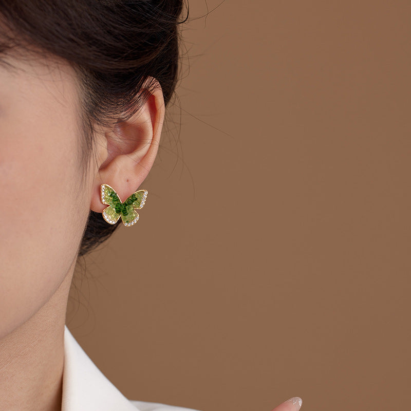 Women's Butterfly Light Luxury Minority Simple Design Good-looking Stud Earrings