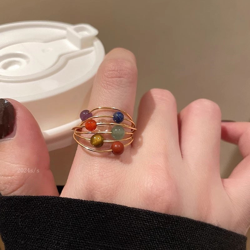 Imitation Blue Treasure Egg Noodles Bow Female Niche Ring