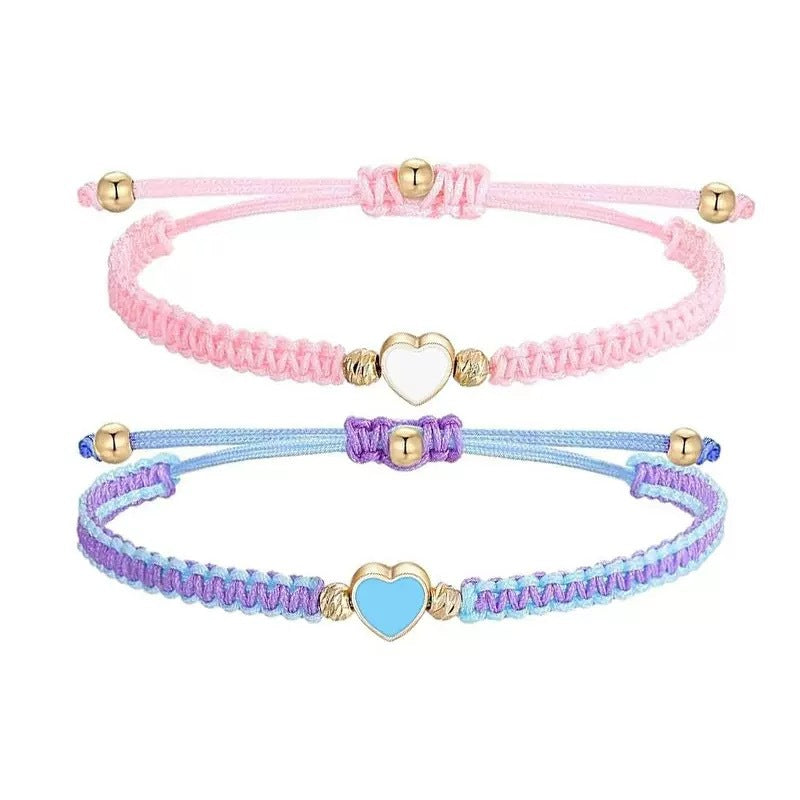 Hand-woven Alloy Love Adjustable Couple Band Bracelet