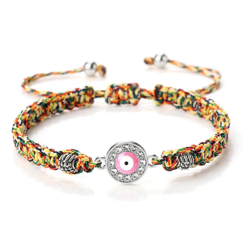 Women's & Men's Red Rope Safety Lock Devil's Eye Diamond Woven Hand Bracelet