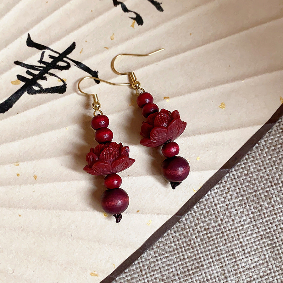 Wood In The Forest Retro Tassel Rings