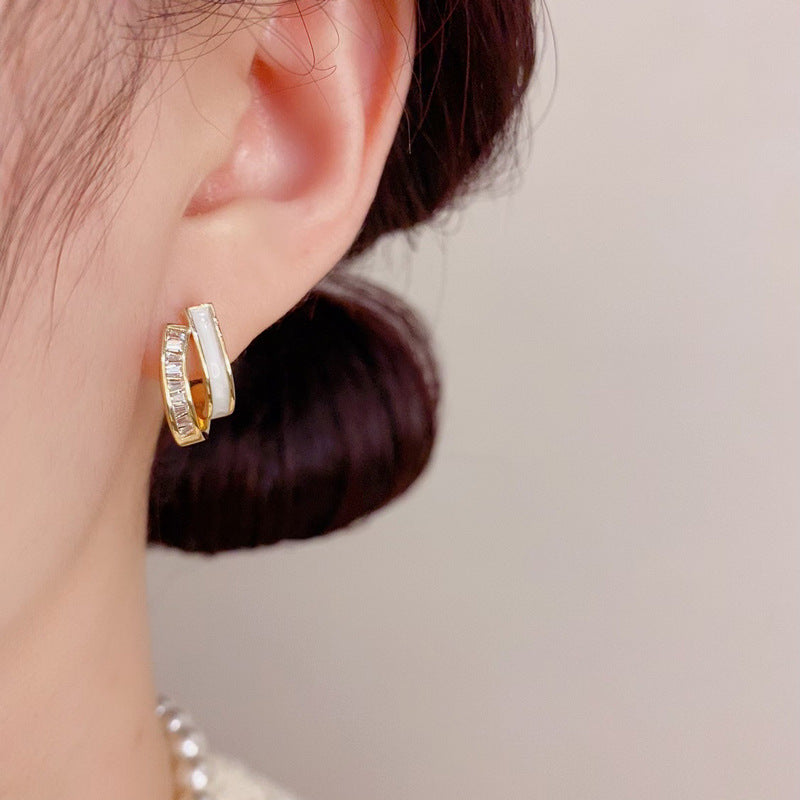 Layer Petite Female Graceful Fashionable Simple Light Luxury Frosty Stud Earrings