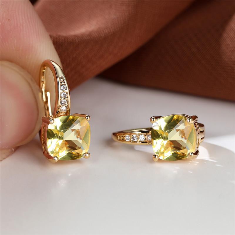 Women's Square Zircon Inlaid Ear Hook Korean Fashion Style Stud Earrings