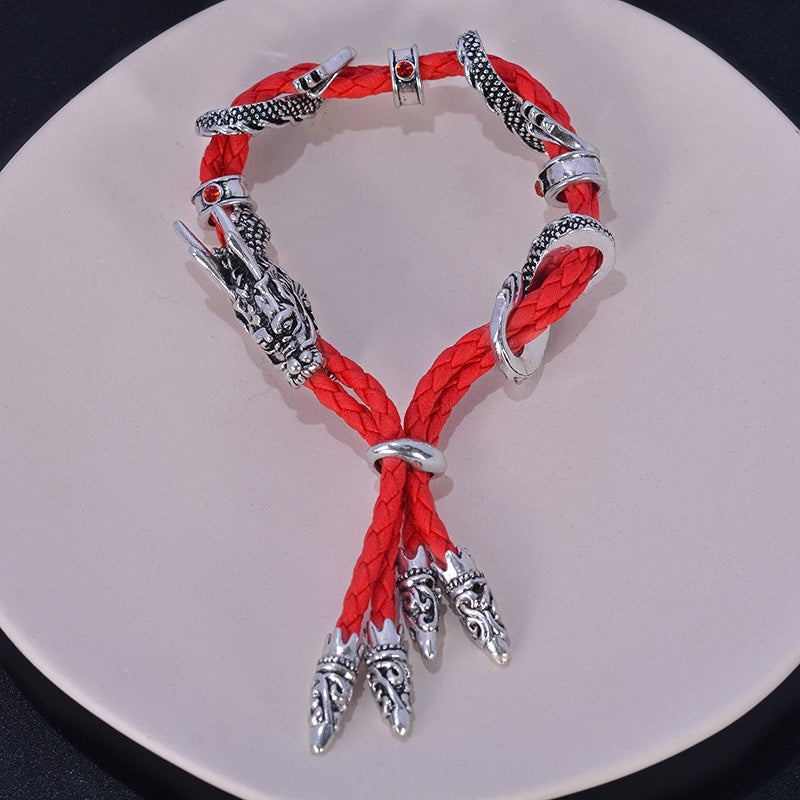 Men's Red Rope Dragon Accessories Vintage Faucet Bracelets