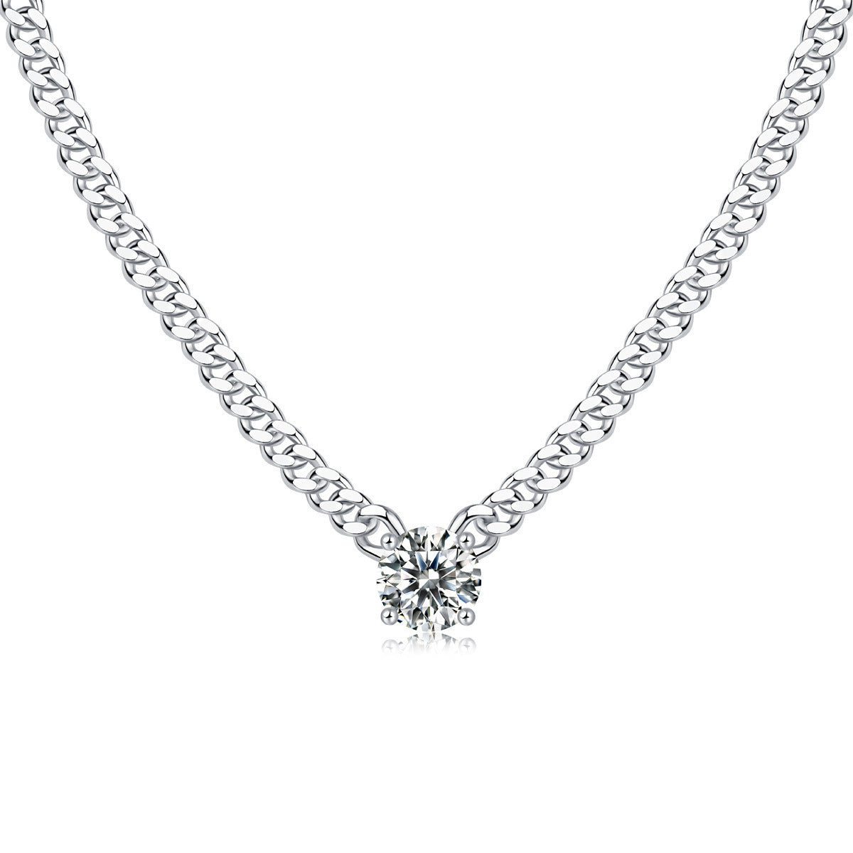 Men's Sier Chain Moissanite Cuban Clavicle Necklaces