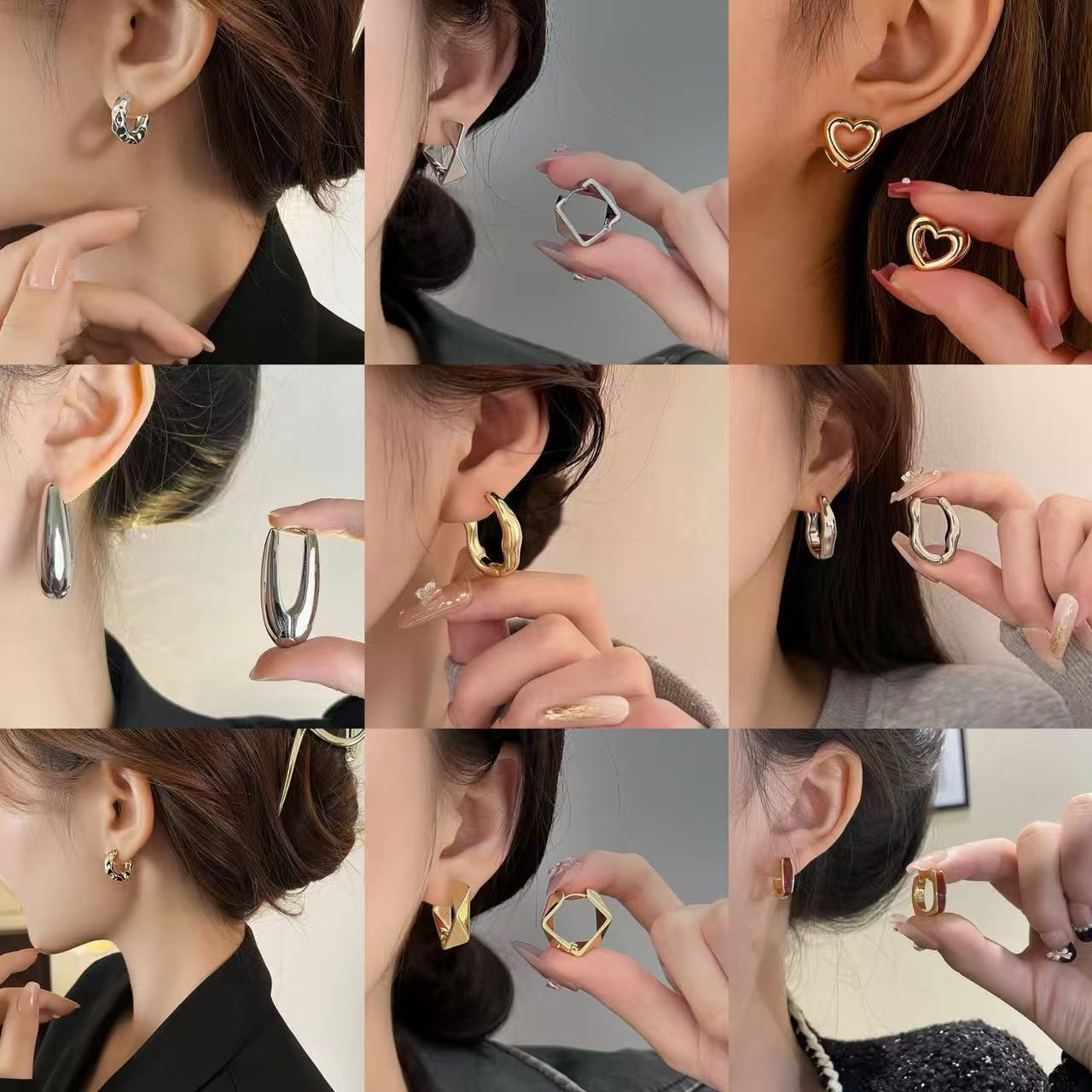 Simple Geometric Ellipse Clip Vintage Light Luxury High-grade Niche Ear Buckle