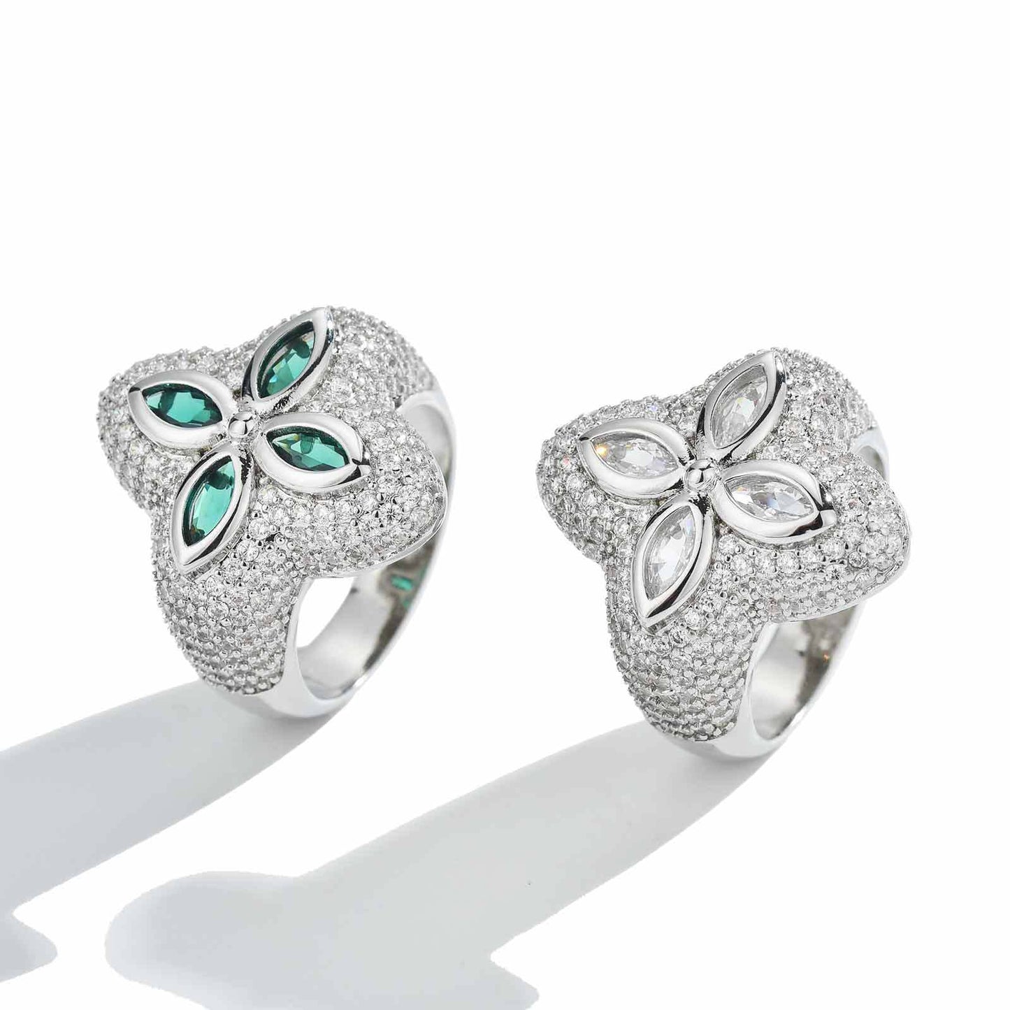 Clover Zircon High Sense Hip Hop Trend Full Rings