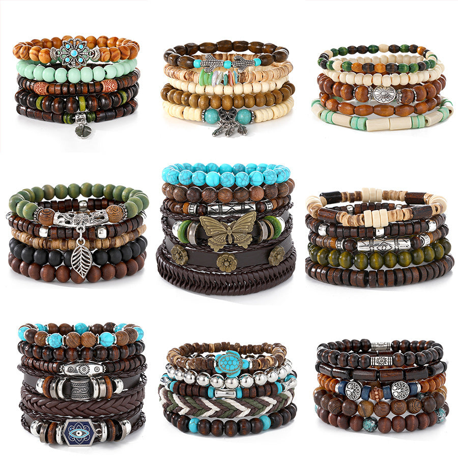 Wooden Bead Ethnic Style Turquoise Vintage Hand-woven Bracelets